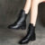 New Korean style versatile British style soft leather Martin boots Women’s Mid Heel fleece-lined women’s boots Internet celebrity small boots wholesale
