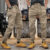 Autumn New American retro overalls men’s elastic waist multi-pocket loose men’s casual ankle-tied pants plus size