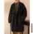 2024 autumn and winter new double-breasted woolen mid-length woolen coat men’s woolen trench coat loose long coat