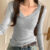 Basic Thin T Shirt for Women Korean Style Tops Long Sleeve V Neck Tshirts Female Top Sexy Slim Tee Shirt Femme Womens Clothing