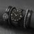4Pcs/set Fashion Ultra-thin Casual Men’s Business Belt Calendar Quartz Watch And All-matching Beaded Bracelet Ramadan Gift Set