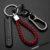 Anti-lost Car Keychain Phone Number Card Keyring Leather Bradied Rope Auto Vehicle Key Chain Holder Accessories Gift for Husband