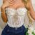 Women’s White Sexy Lace Mesh Fish Bone Chest Flower Embroidered Bra Women’s Strapless Lace Top Wrapped Chest