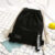 1 Pc Canvas School Bag Double Shoulder Drawstring Backpack Drawstring Pocket Portable Casual Backpack Women Men Travel Backpack
