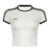 CIBBAR Contrast Embroidered Bow Crop Top Women Casual Striped Print Short Sleeve Slim White T Shirts Casual Streetwear y2k Tees