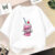 2023 Summer New Cute Strawberry Milk Shake T-Shirt Girls Harajuku Graphic Tee Kids Short Sleeve Cotton Tops