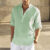 Casual Blouse Loose Men’s Shirt Cotton Linen Fashion Stand Collar Pure Long Sleeve Tee Shirt Handsome Fitting Top Men’s Wear
