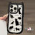 Cartoon Letters Doodle Cute Kitten Puppy Case Compatible for IPhone 15 12 11 13 14 Pro Max 12Pro 15 14 12 13 Pro Trendy Brand Cute Cat Ear 2 In 1 Acrylic Bracelet Bracket Soft Case