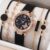 5Pcs Ladies Fashion Trend Everything Stars Butterfly Leather Quartz Watch Luxury Simple Dali Jewelry Birthday Christmas Gift Set