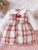 Girls Dress With A Ruffled Collar Long Sleeved Button Up Bow Tie Fluffy Skirt Plaid Pattern Fashionable New Home Style