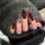 Waterproof Long Trapezoidal Shape French Fake Nails Vintage Style Wine Red Wearable Manicure Almond False Nail Full Cover Press on Nails Girl