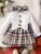 Baby Girls Summer Long Sleeve With Button Plaid For Preppy Style Party Dress