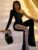 Elegant Mesh Patchwork Streetwear Jumpsuit Women One Shoulder Backless Birthday Vacation Activewear Wide Leg Flared Y2K Jumpsuit