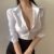 Single Breasted Sexy Luxury Shirts Women Long Sleeves Deep V-neck T-Shirt Solid Color Slim Fitting Sexy Base Tops Hotgirl