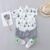 2PCS Children’s Summer 100% Cotton Random Full Print Triangle Pattern Short Sleeved Stand up Collar Shirt and Shorts Set