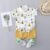 2PCS Children’s Summer 100% Cotton Random Full Print Triangle Pattern Short Sleeved Stand up Collar Shirt and Shorts Set