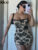 Kliou Rose Print Lace Patchwork Mini Dress For Women Backless Spaghetti Strap Sensual Sexy Seaside Vacation Female Party Bodycon