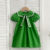 Fashion Girls Clothing Summer Toddler Girl Dress Green Bow Doll Collar Dress Cotton Puff Sleeve Children Dress Kids Dress