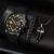 3PCS Set Fashion Mens Sports Bracelet Necklace Watches For Men Business Quartz Wrist Watch Classic Male Casual Leather Watch