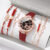 6PCS/Set Women’s Watch Fashion Roma Heart Dial Leather Band Quartz Watches Leaf Bracelets Set(Without Box)