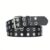Black punk style personality Fashion belt Double riveted hole belt Black Metal Adjustable size for women men (110cm long)