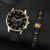2PCS Men’sFashion Classic Mens Watches Versatile Trend Business Calendar Belt Quartz Watch Alloy Lion Bracelet