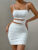 Women Sexy Spaghetti Strap Bodycon Mini Dress White Backless Party Evening Outfit Nightclub Vestidos