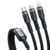 6A 66W Fast Charging Data Cable 3 in 1 USB to 8 Pin+Micro USB +USB-C/Type-C Braided Data Cable Smart Phone Adpater