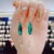 Korean Fashion Zircon Green Water Drop Earrings for Women Crystal Long Pendant Temperament Earring Girls Wedding Party Jewelry