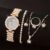 6pcs Ladies Fashion Casual Star Number Full Diamond British Watch White Crystal Love Earrings Necklace Ring Bracelet Gift Set