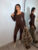 Women’s Casual Fashion Solid Color Round Neck Long Sleeve Yoga Pants Jumpsuit
