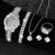 7PCS Women Watch Luxury Elegant Alloy Watch Crystal Wristwatch For Ladies Gift Quartz Watch Alloy Rhinestone Bracelet Montre