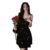 Women’s Bow Printed Dress With Sexy Straps And Suspender Dress