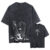 Summer Cotton Loose Washed Tops Tees Anime Print T-Shirt Men Streetwear Vintage Black T Shirt Harajuku Oversized T Shirt