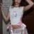 WhereMery Sexy Side Cross Bandage Rib Tank Top Y2K Kawaii Cartoon Graphic Sleeveless Crop Tops 2023 Summer White O-neck Corsets