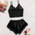 2024 Summer 2 Pcs Women’s New Sexy Lace See-Through Pajamas Black Pink Cute Clothes Comfortable Breathable Suspender Shorts Set