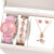 Pink 6PCS/Set Women Watch Roman Numeral Dial Quartz Wristwatch PU Leather Strap Watch Heart Diamond Jewelry Set Gift For Her