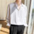 Autumn Men’s Long Sleeve Shirts Fashion Korean Baggy No-iron Business Casual Elasticity Lapel Collar Shirt  White Light Blue