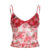 CIBBAR Vintage y2k Mesh Crop Top Women Summer Floral Print Sleeveless Patchwork Spaghetti Strap Tops Ladies Sexy Aesthetic Tees