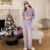 Spring Autumn New Ice Silk Sleepwear Women Lapel Diamond Clasp Cardigan Women Two Piece Set Elegance Purple Women’s Pajamas