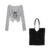 Korean Two Piece Suit Suspender Cardigan Women’s Autumn Sexy V-neck Slim Y2K Crop Long Sleeve Cross Bandage Knit Tops