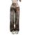 Printed Straight Jeans For Women, Spring High Waist, Slim And Loose Design, Niche Irregular Retro Blue Wide Legs