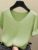 Knitted short sleeve Women V-Neck T Shirts 2024 Blue Slim Black thin knit Orange Tops Ladies Summer Camiseta Summer T shirts