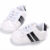 Baby Shoes Newborn Boys Sneaker Girls Two Striped First Walkers Kids Toddlers Lace Up PU Leather Soft Soles Sneakers 0-18 Months