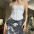 Xeemilo Aesthetic Lace Embroidered Tank Top Y2K Women Sleeveless Skinny Crop Tops Summer Fashion Metal Hook Wrapping Chest Vest