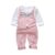 Spring Autumn Baby Girls Set Round Neck Cartoon Printing Long Sleeve T-shirt + Solid Color Print Strap Pants Two Piece Suit