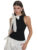 CUTENOVA Fashion Slim Fit Bodysuits Sleeveless Half High Neck One Line Shoulder Bow Pullover Sexy Versatile Bodysuit For Women