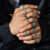 KunJoe 11pcs/set Punk Metal Geometric Irregular Animal Skeleton Rings for Men Vintage Blue Stone Rings Halloween Hiphop Jewelry