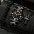 3Pcs Men’s Simple Business Three Eyes Digital Calendar Luminous Hands Quartz Dteel Band Watch Fashion Necklace Bracelet Set