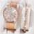 2 Luxurious And Fashionable Women’s Watch Sets Rose Gold PU Leather Strap Women’s Quartz Watch Alloy Bracelet Women’s Gift